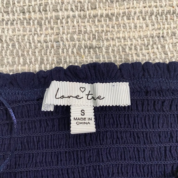 Navy Off Shoulder Crop Top - Picture 2 of 2